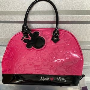 NEW Disney Loungefly Pink Minnie Loves Mickey Embossed Bowling Bag Satchel Purse